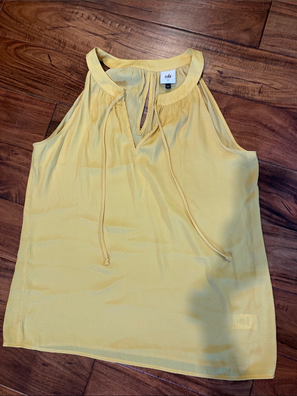 CAbi Sunshine Yellow Tie-Neck Sleeveless, small, EUC